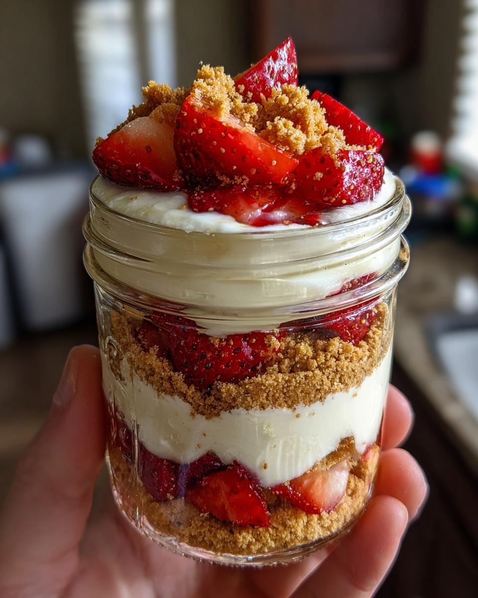 No-Bake Strawberry Cheesecake Jars - detail 1