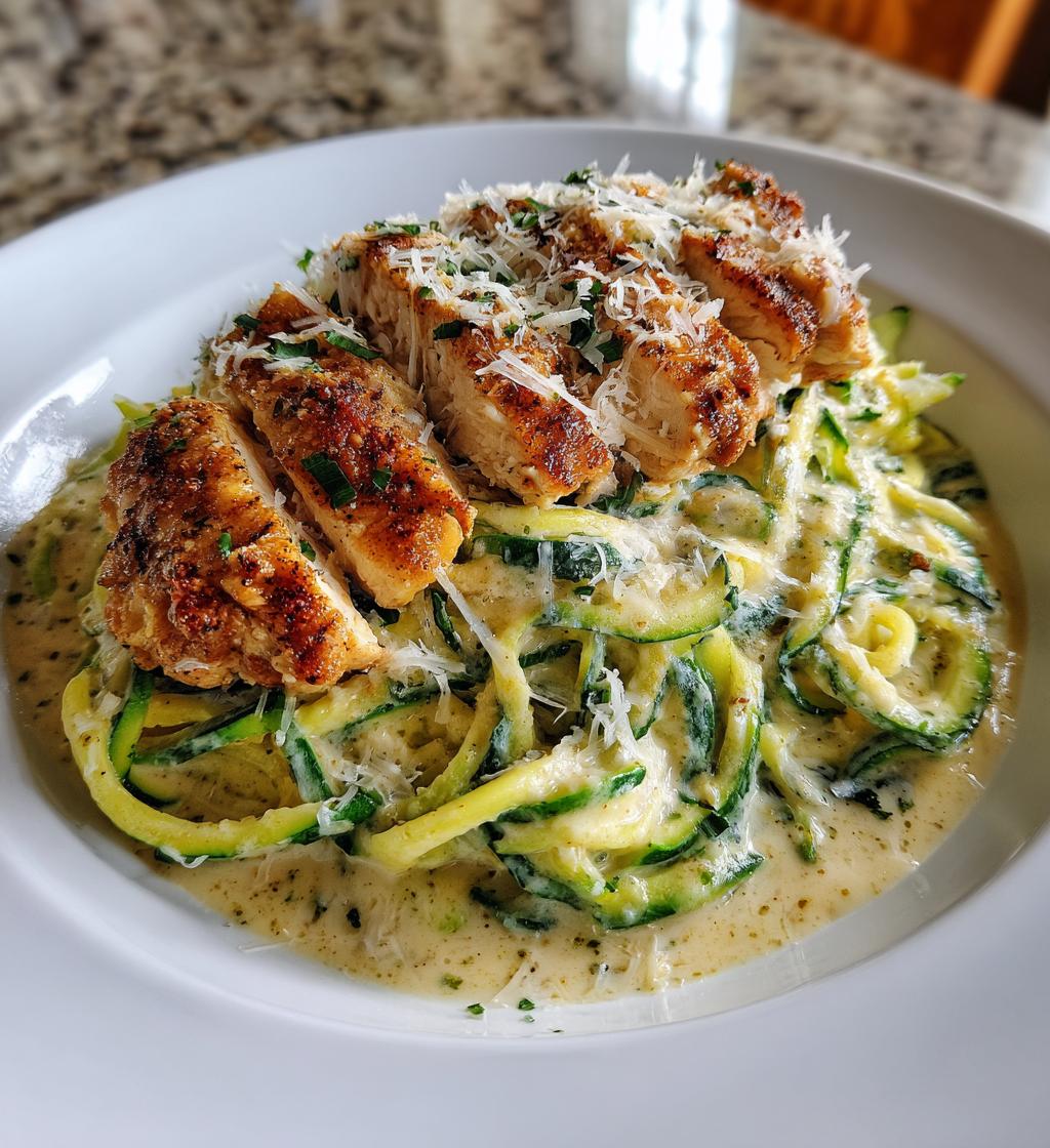 Keto Chicken Alfredo with Zoodles - detail 1