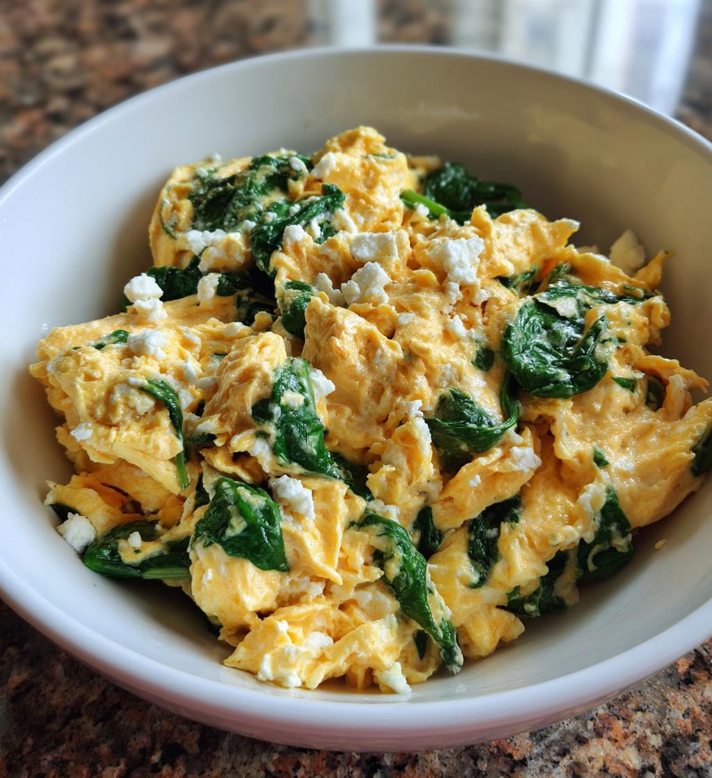 Scrambled Eggs with Spinach & Feta