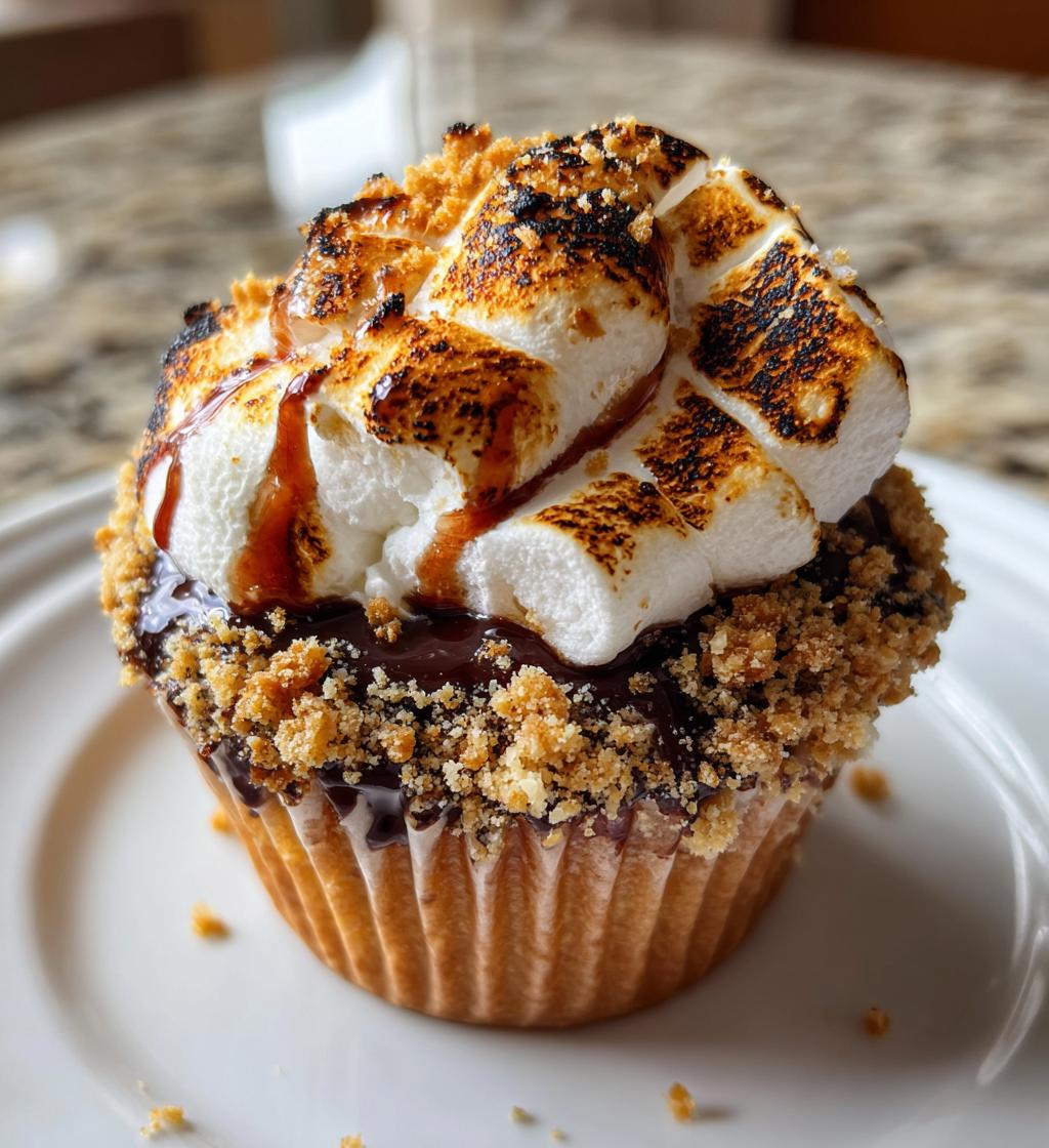 S’mores Cupcakes with Toasted Marshmallow