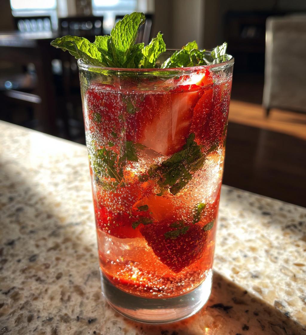 Strawberry Mint Mojito (mocktail) - detail 1