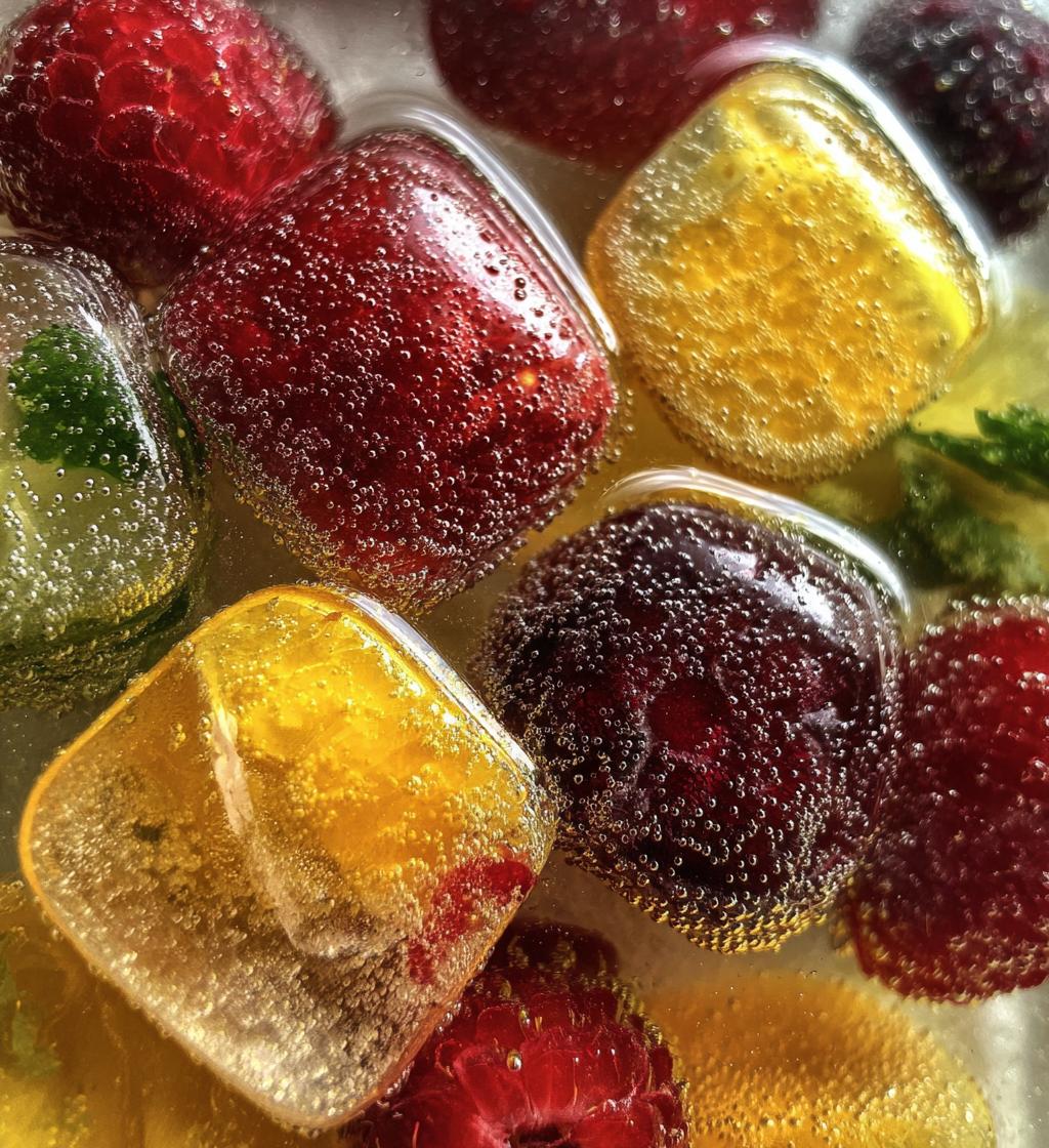 Fruit Ice Cubes in Water